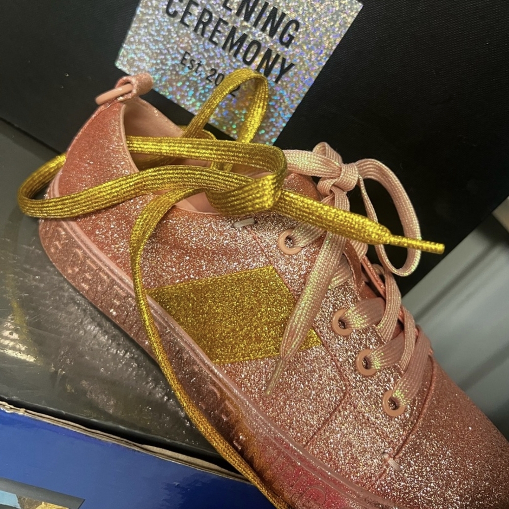 Opening Ceremony Glittery Pink and Gold Women Sneakers , Size 8,5